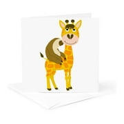 3dRose, Cute fun original sloth riding a giraffe cartoon , 1 Greeting Card with envelope