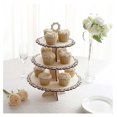 thumbnail image 3 of Expositor de postres y cupcakes de madera natural de 3 niveles Efavormart con borde floral, soporte rústico redondo para tartas, centro de mesa de 40 cm, 3 of 8