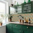 thumbnail image 6 of Mi Alma Floral Green Orange Tile Stickers - Removable Vinyl 4x4, 24 pcs, 6 of 16