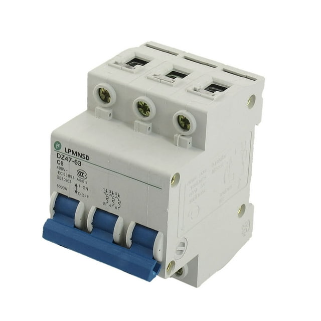 Unique Bargains 3-Pole Overload Proetction Circuit Breaker 400VAC 6A 6000A DZ47-63 C6