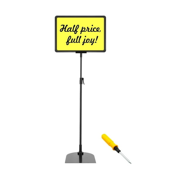EEEkit Adjustable Pedestal Poster Sign Stand, 8.5 x 11" Heavy Duty Floor Standing Sign Holder, Double-Sided Poster Stand for Display Vertical Horizontal View, Black