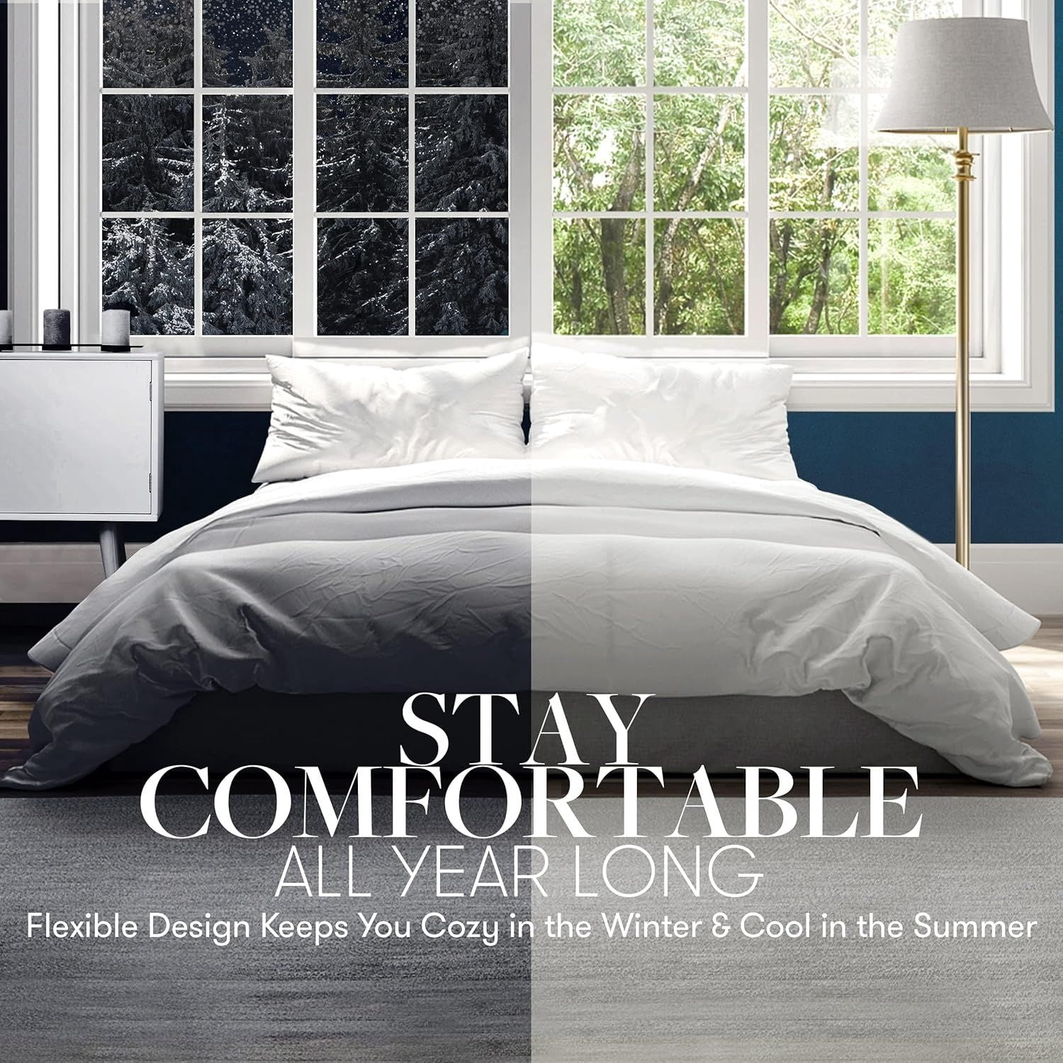 Hotel Collection Twin/Twin XL Size Comforter - 1600 Series Down Alternative Home Bedding & Duvet Insert - Navy Blue