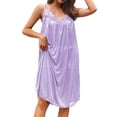 thumbnail image 2 of Nightgowns for Women Summer Lightweight Silky Loose Fit Sleeveless V Neck Lace Neckline Sleep Dress Pajama Dress, 2 of 5