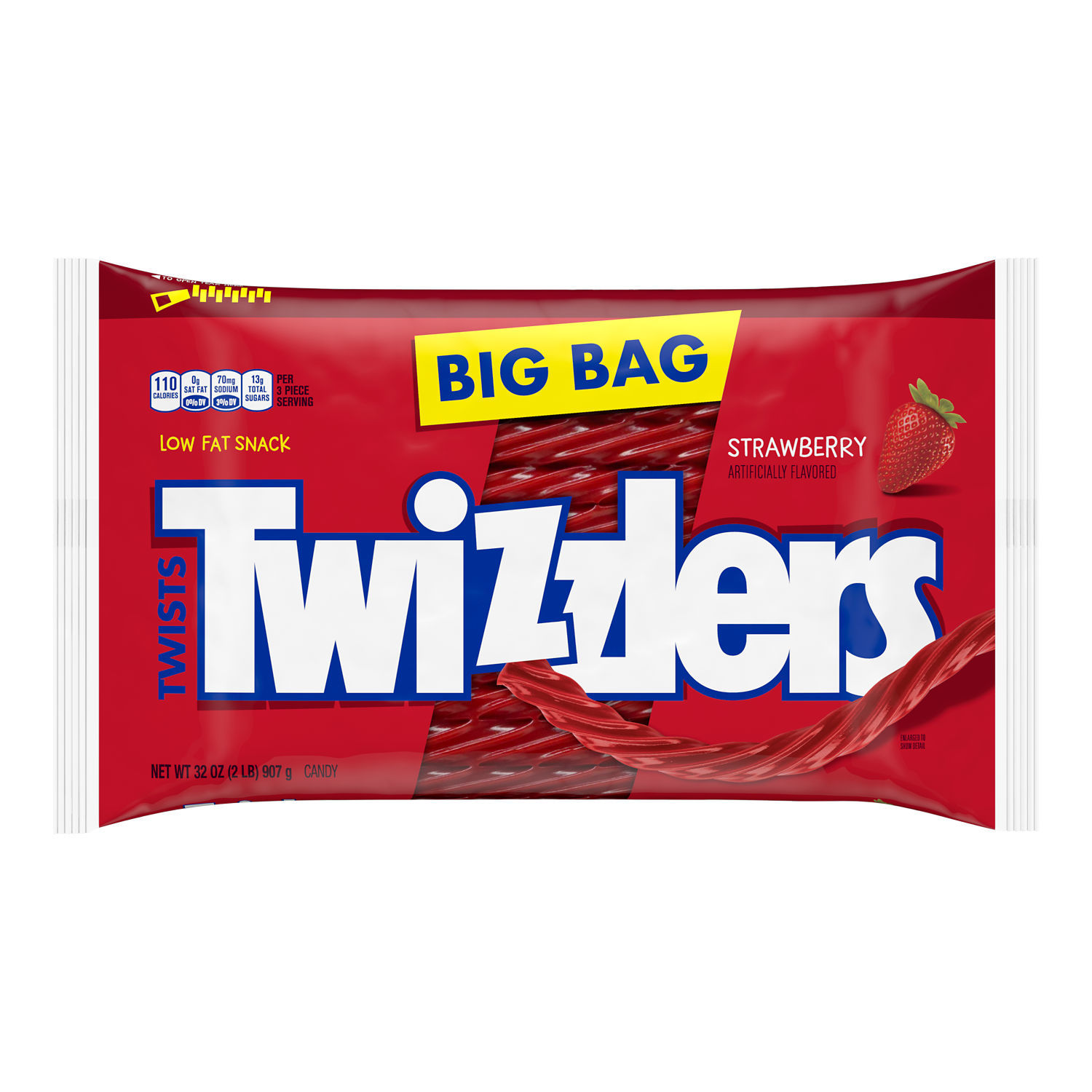 Twizzlers Twists Strawberry Flavored Licorice Style Low Fat Candy, Big Bag 32 oz - image 2 of 9