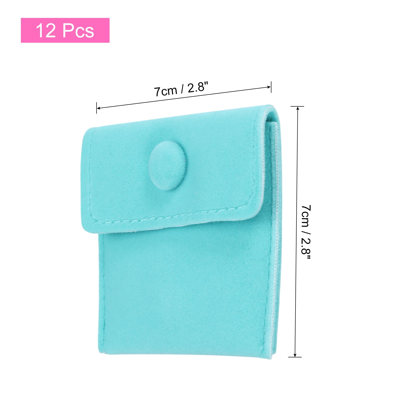 Unique Bargains Velvet Jewelry Pouches with Snap Button Soft Storage Bags 12Pcs Blue