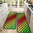 thumbnail image 4 of Kitchen Rugs Sets Of 2,Rainbow Color Checkered Pattern Anti Fatigue Kitchen Mat Rugs Non Slip Washable,Decorative Kitchen Floor Mats for Kitchen,Sink,Laundry,17"x47"+17"x47", 4 of 5