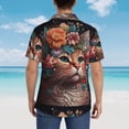 thumbnail image 6 of Daiia Flower Crown Cat Hawaiian Shirt for Men Gentle Cotton Regular Short Sleeve Casual-Small, 6 of 9
