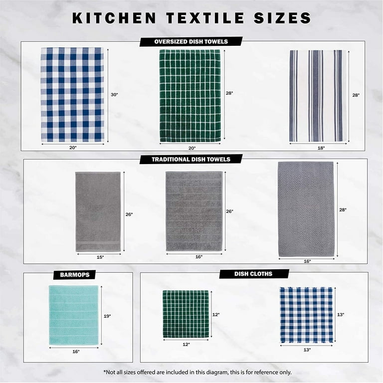 KAF Home Classic Farmhouse Stripe Kitchen Towels, Set of 12, 15″ x 25″,  100% Pure Cotton Dish Towels