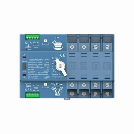 ATS Dual Power Automatic Transfer Switch for Generator or PV Energy to City Power Changeover Switch Solar Inverter,C,1 * Changeover Switch