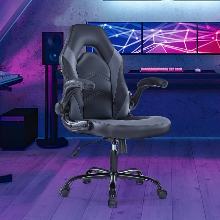 Gaming Chair, Ergonomic Office Chair High Back Computer Desk Chair with  Lumbar Support and Flip-up Armrests, Height Adjustable Swivel Rolling Chair