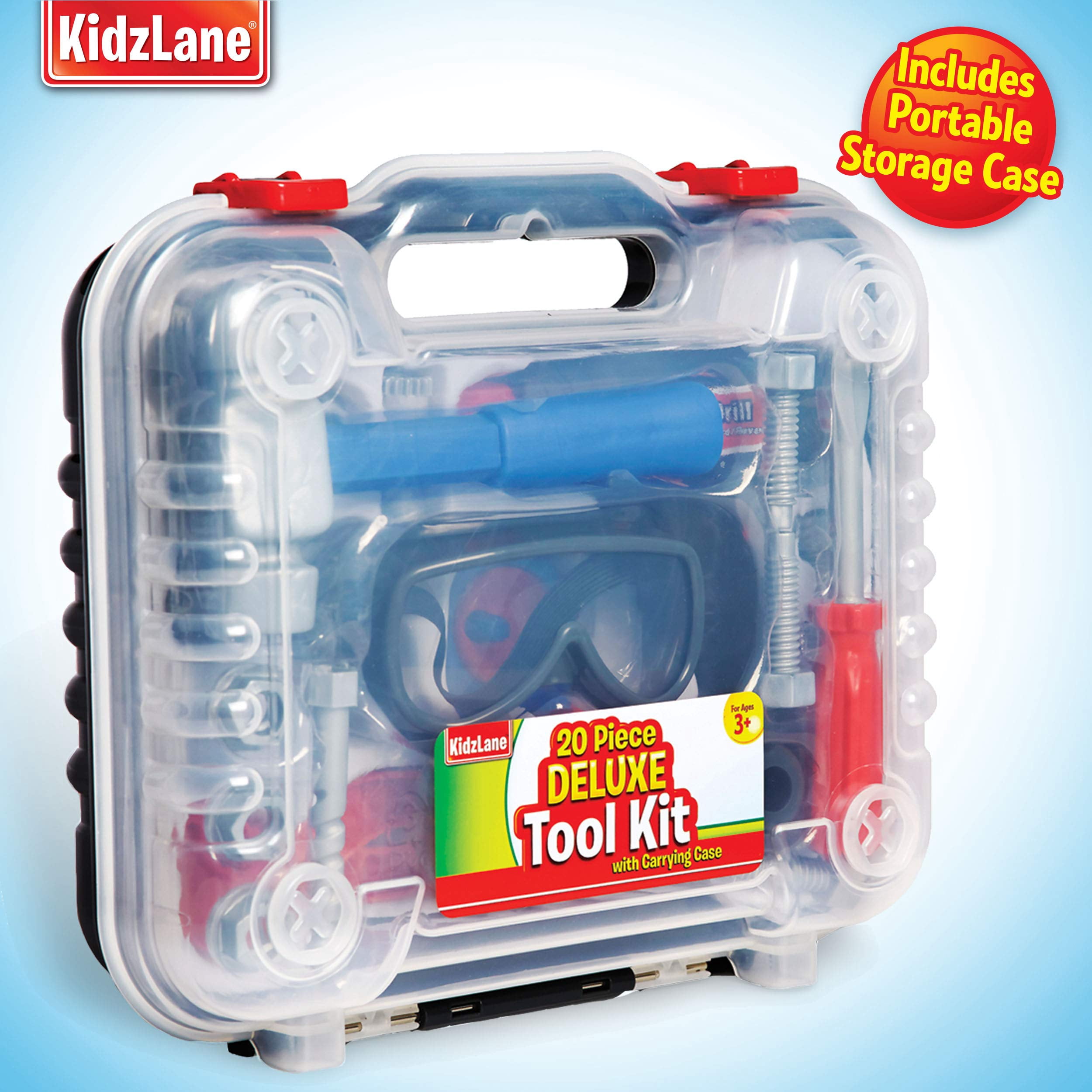 Kidzlane Construction Toolbox Set | 20pcs Toy Tools with Realistic