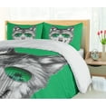 thumbnail image 5 of Ambesonne Sunglasses Duvet Cover Sets, Exotic Wolf Portrait, 2-King, Green Dark Grey White, 5 of 7