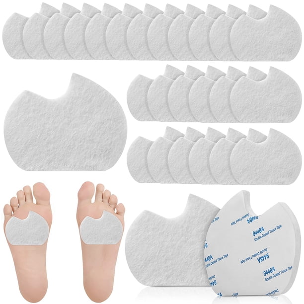 24 Piezas Almohadillas de Fieltro para el Antepié Almohadillas de Cojín de Pie Autoadhesivas para Hombres Mujeres Bailando Alivio del Dolor (Blanco)