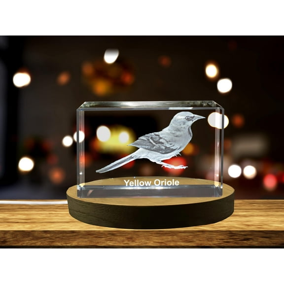 Yellow Oriole 3D Engraved Crystal 3D Engraved Crystal Keepsake/Gift/Decor/Collectible/Souvenir