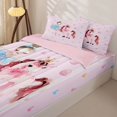 thumbnail image 3 of Homewish Pink Unicorn Animal Zipper Twin Comforter Sets with Fitted Sheet and 2 Pillowcases,Kawaii Ballet Girls Colorful Cute Loves Zipper Bedding Set For Kids,Pink Reversible,4-Piece, 3 of 7