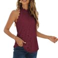 thumbnail image 2 of Camisetas sin mangas de encaje con cuello halter, camisa informal sin mangas, blusa de mujer para fiesta de verano, 2 of 6