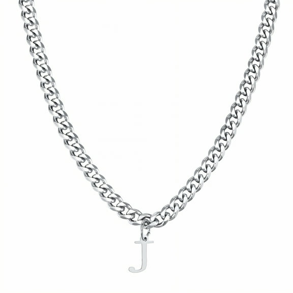 DESIGNICE Letter Necklace,Artfully Smoothed Letter Necklace,Form-Secure Cute Necklaces,Silver1 Plated