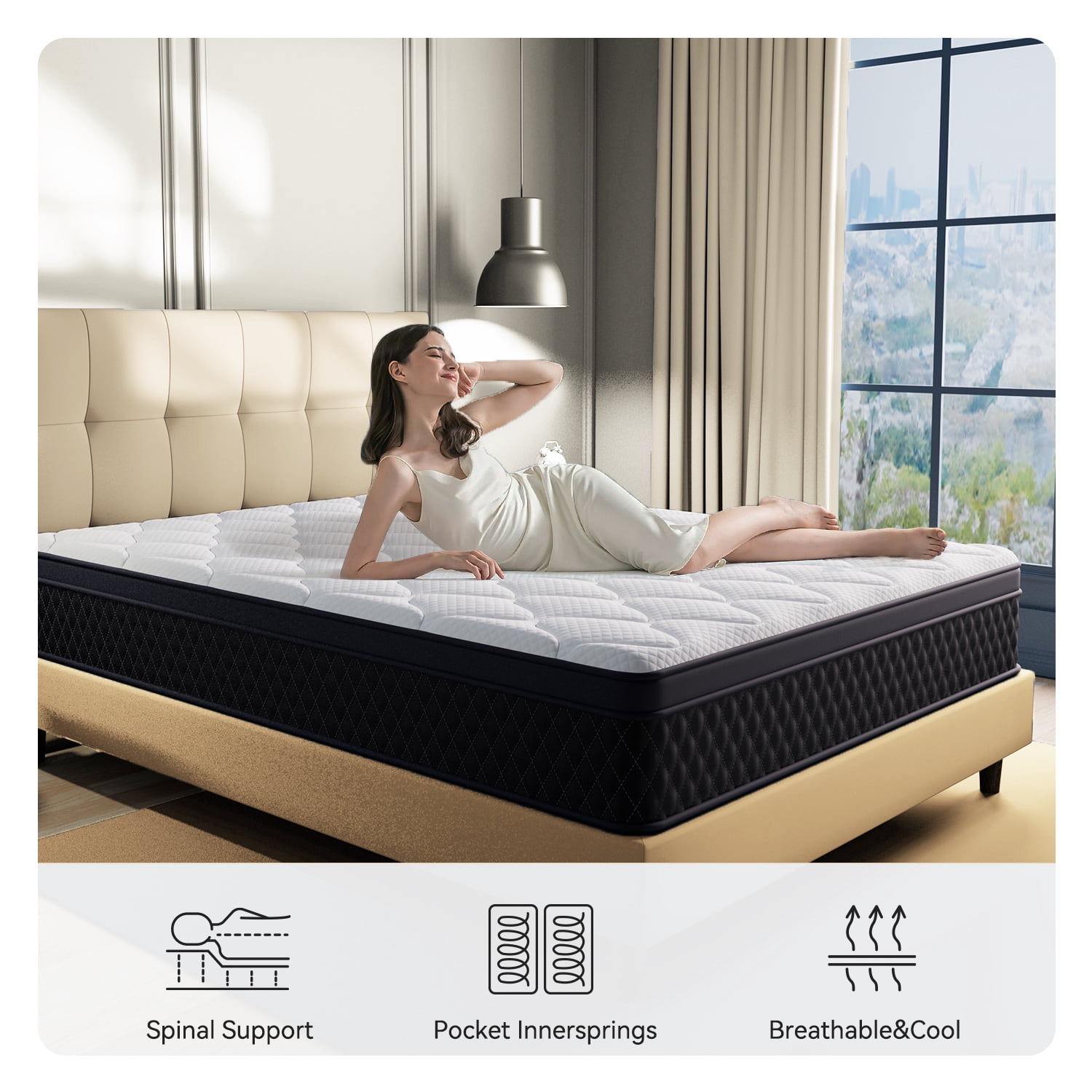 EDX 12 Inch Full Mattress and Spring Hybrid Foam for Pressure Relief, CertiPUR-US Certified Mattresses with Durable Support, Mattress in a Box, Medium Firm
