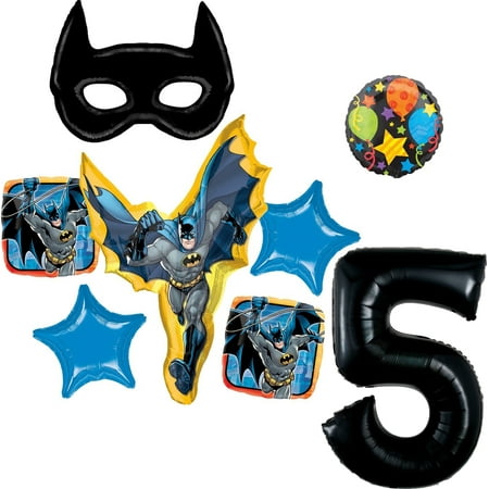 Mayflower Products Batman 5th Birthday Party Supplies and Bat Mask Balloon Bouquet Decoration