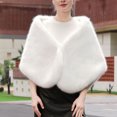 thumbnail image 2 of QQAMB Warp for Women Winter Faux Fur Warm Wedding Bride Cloak Cape Shawl Party Dressy Vacation Outdoor Outfits, 2 of 4