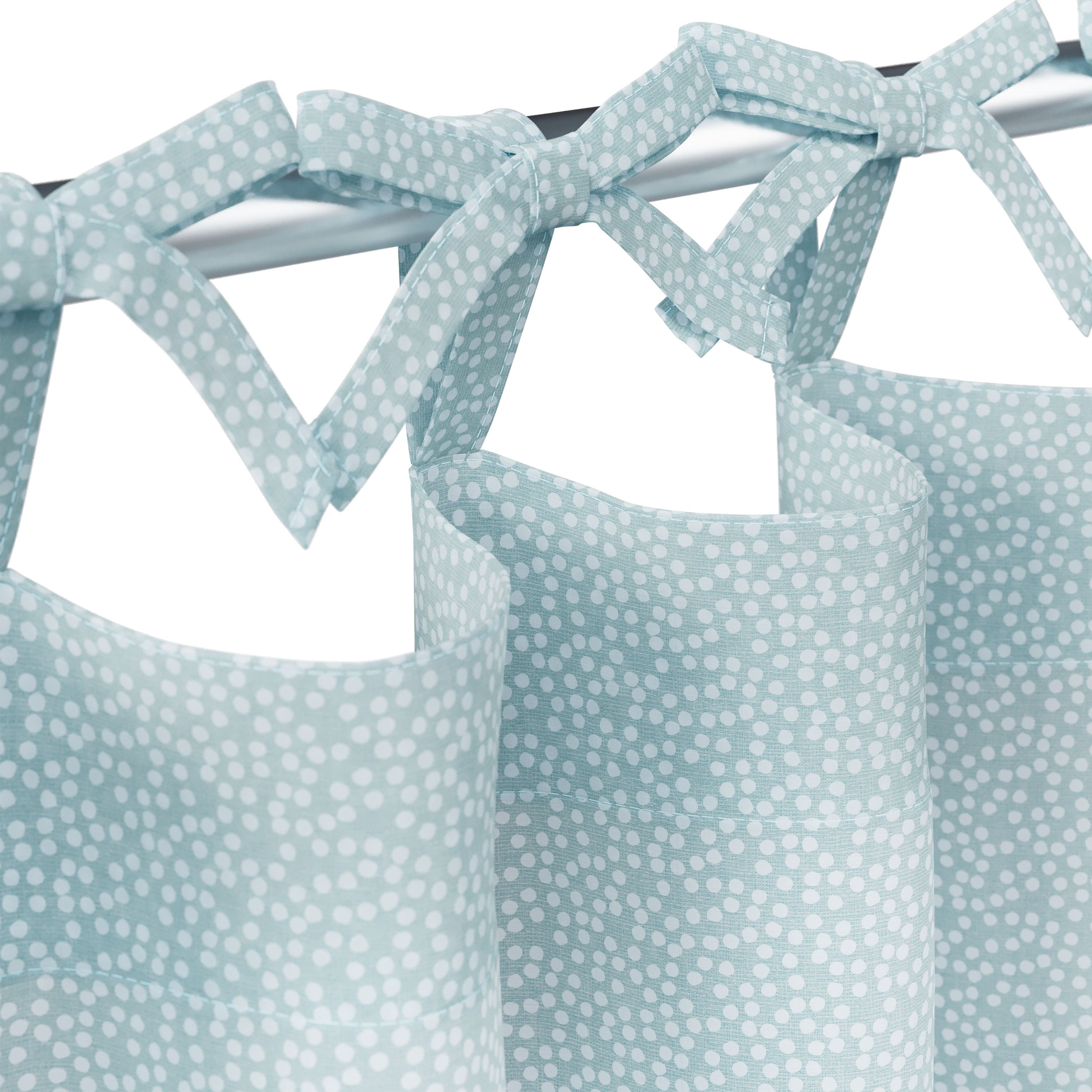 Mainstays Kids Aqua Blue Dotted Light Filtering Tie Top Single Curtain Panel, 38" W x 84" L