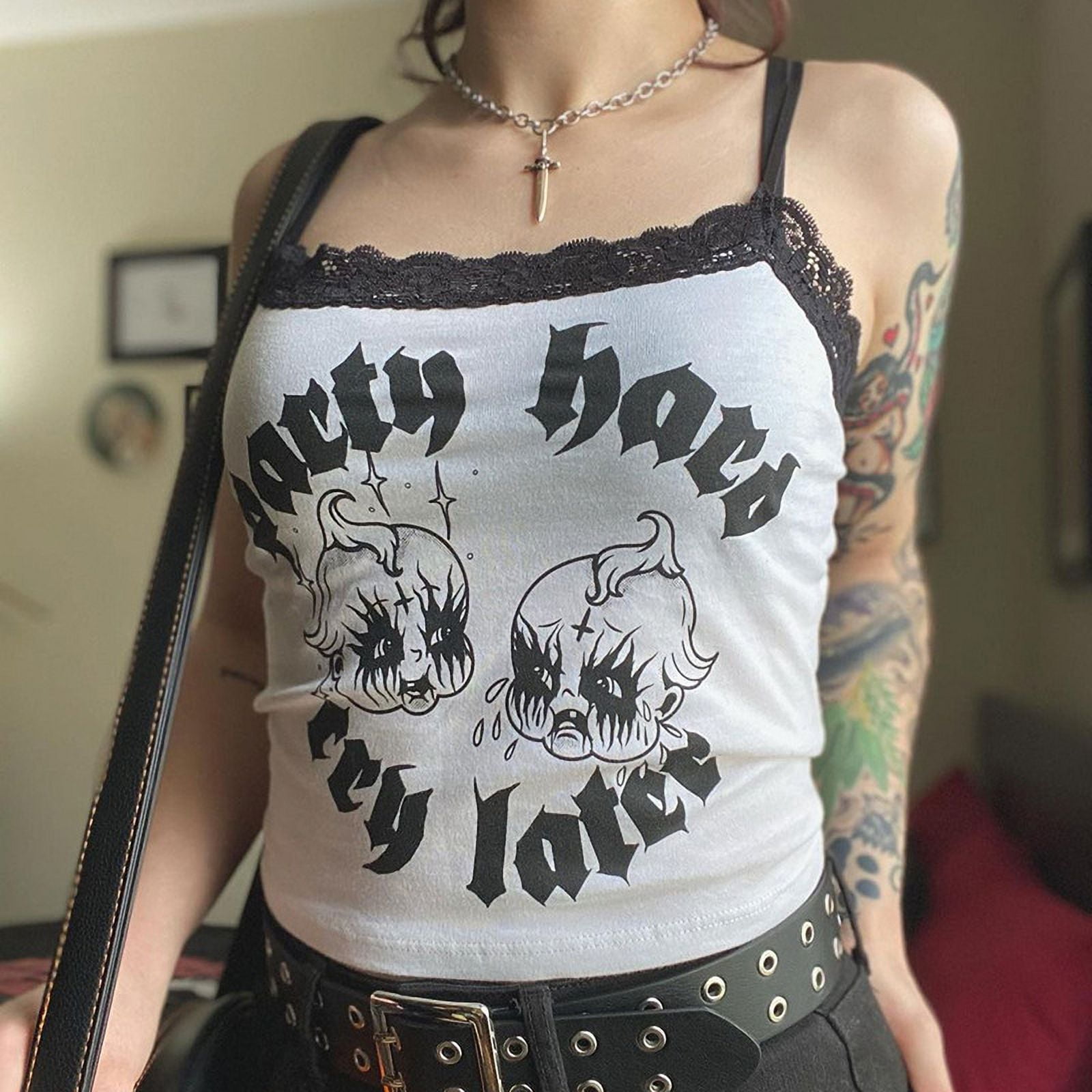 E-girl Gothic Grunge Corset Vintage Women Crop Top Lace Trim E-girl Gothic Grunge Corset Vintage Women Crop Top Lace Trim