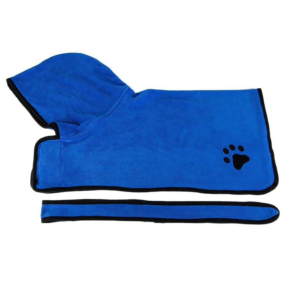 Microfibre Pet Dog Bath Robe Blue Washable Cat Quick Dry Towel Super Absorbent 