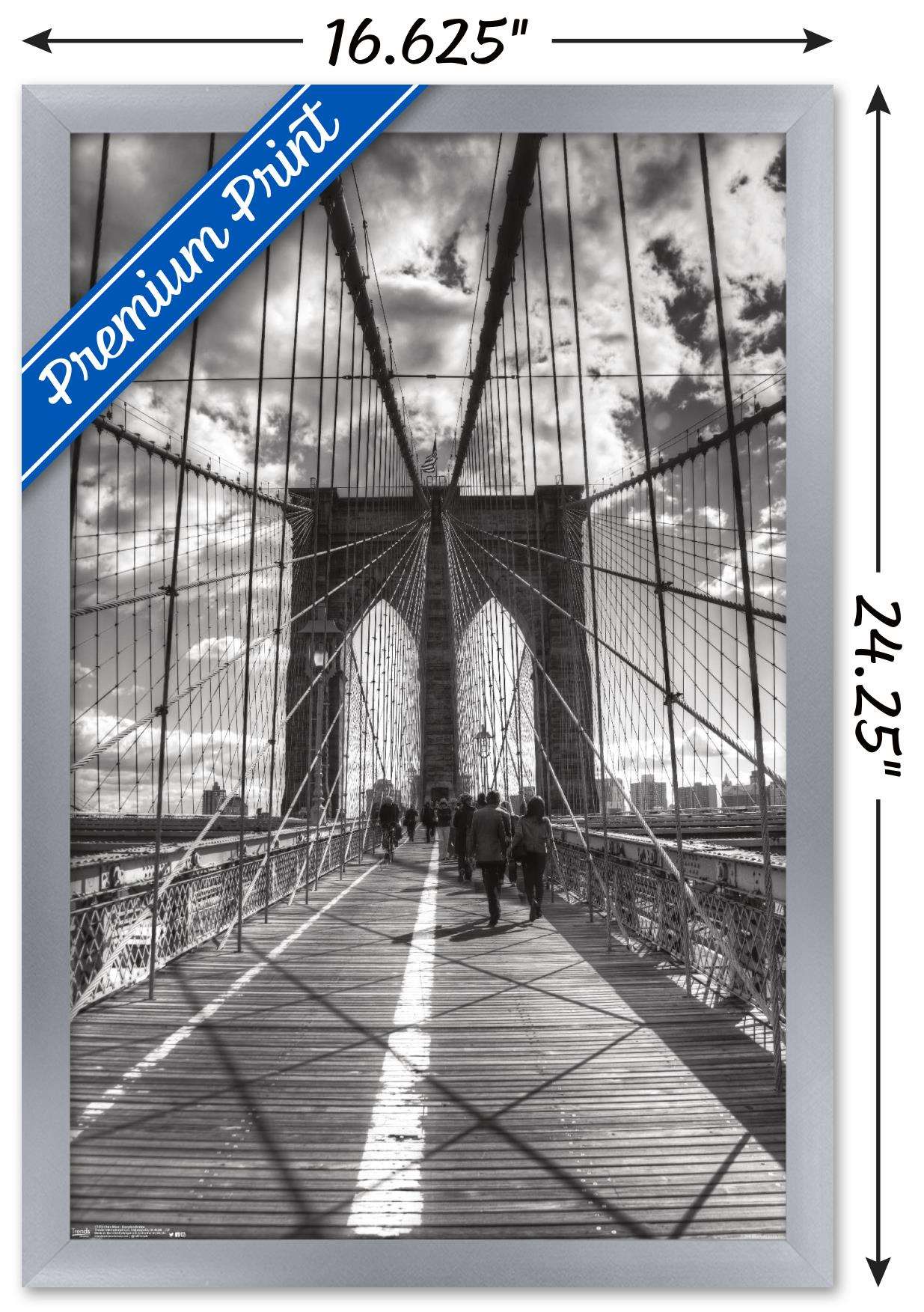 Chris Bliss - Brooklyn Bridge Wall Poster, 14.725" x 22.375", Framed