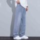 thumbnail image 5 of Pantalones largos de moda para hombre, casuales, de color sólido, con bolsillos y cremallera, cintura elástica, de poliéster., 5 of 5