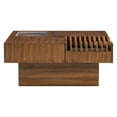 thumbnail image 5 of Tcbosik 33" Square Coffee Table with Storage, Unique Cocktail Table with 3 Drawers, Center Table with Solid Wood Legs for Living Room, Brown, 5 of 10