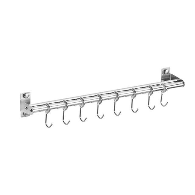 Transemion Space-saving Kitchen Utensils Rack For Organized Storage Silver Double pole+50cm+8 1Set