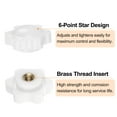 thumbnail image 4 of 6 Pieces Star Knobs M5 Thread 25mm 6-Point Head Brass Insert Non-Through Hole Threaded Hand Knob White, 4 of 6