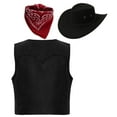 thumbnail image 2 of Alvivi Kids Rodeo Western Cowboy Hats Tassel Waistcoat Vest and Bandanna Halloween Themed Party Dress Up Black 16, 2 of 5