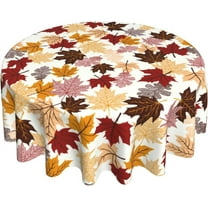 Maple Leaf Round Tablecloth 60 Inch Colorful Fall Autumn Leaves Circle Table Cover Thanksgiving Dustproof Heat Resistant Table Cloth for Kitchen Dining Picnic Tabletop Party Decor