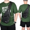 thumbnail image 6 of PouchPort Sling Bag for Men, Waterproof Nylon Crossbody Backpack with USB Port, Anti Theft, Black, 6 of 6