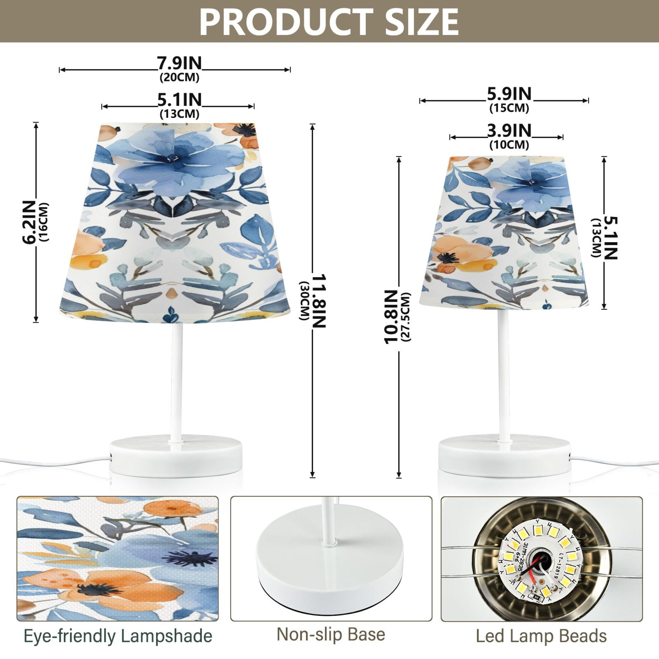 Ryvnso LED Bedside Table Lamp Oil Pattern Flower Bedroom Desk Lamps Nightstand Lampshade S
