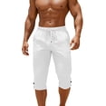 thumbnail image 2 of YTCAMLO Oversized Capri Pants for Men Athletic Slim Fit Workout Pants with Pockets Moisture Wicking Below Knee Long Shorts for Gym Hiking, White L, 2 of 9