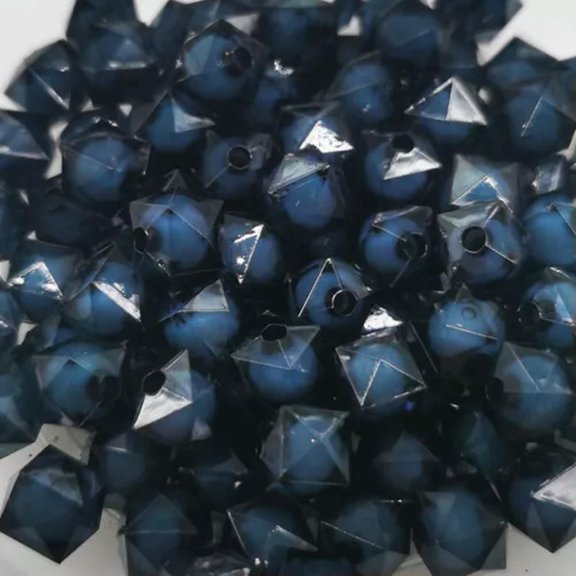 U8MO 50pcs Cube Octagon Faceted Colorful Acrylic Plastic Loose Beads Lot DIY Jewelry-Ink Blue-8mm