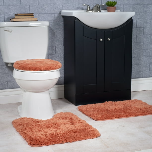 Somerset Home 3 Piece Super Plush NonSlip Bath Rug Set Rust