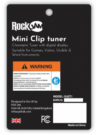 RockJam RJGT1 Clip on Musical Instrument Tuner for Guitar, Bass, Violin, and Ukulele