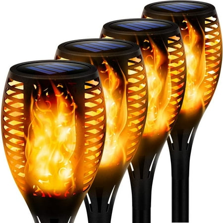 

Flame Solar Lights Outdoor D Landscape Lighting Path Lights Waterproof Flame Flickering Lamp Torch Dusk to Dawn Auto On/Off Security for Garden Yard Patio 4 Pack