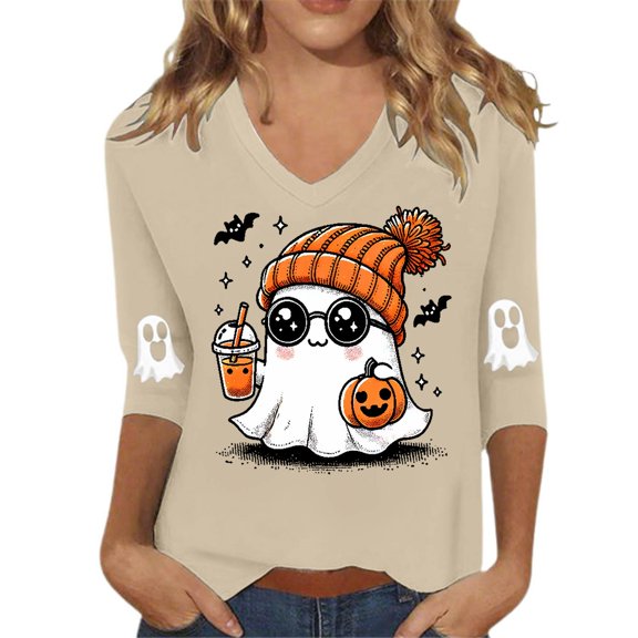 Wutalume Women's Halloween Hoodie Long Sleeve - cute ghost graphic for Halloween costume shirt & fall sweater, warm top for women
