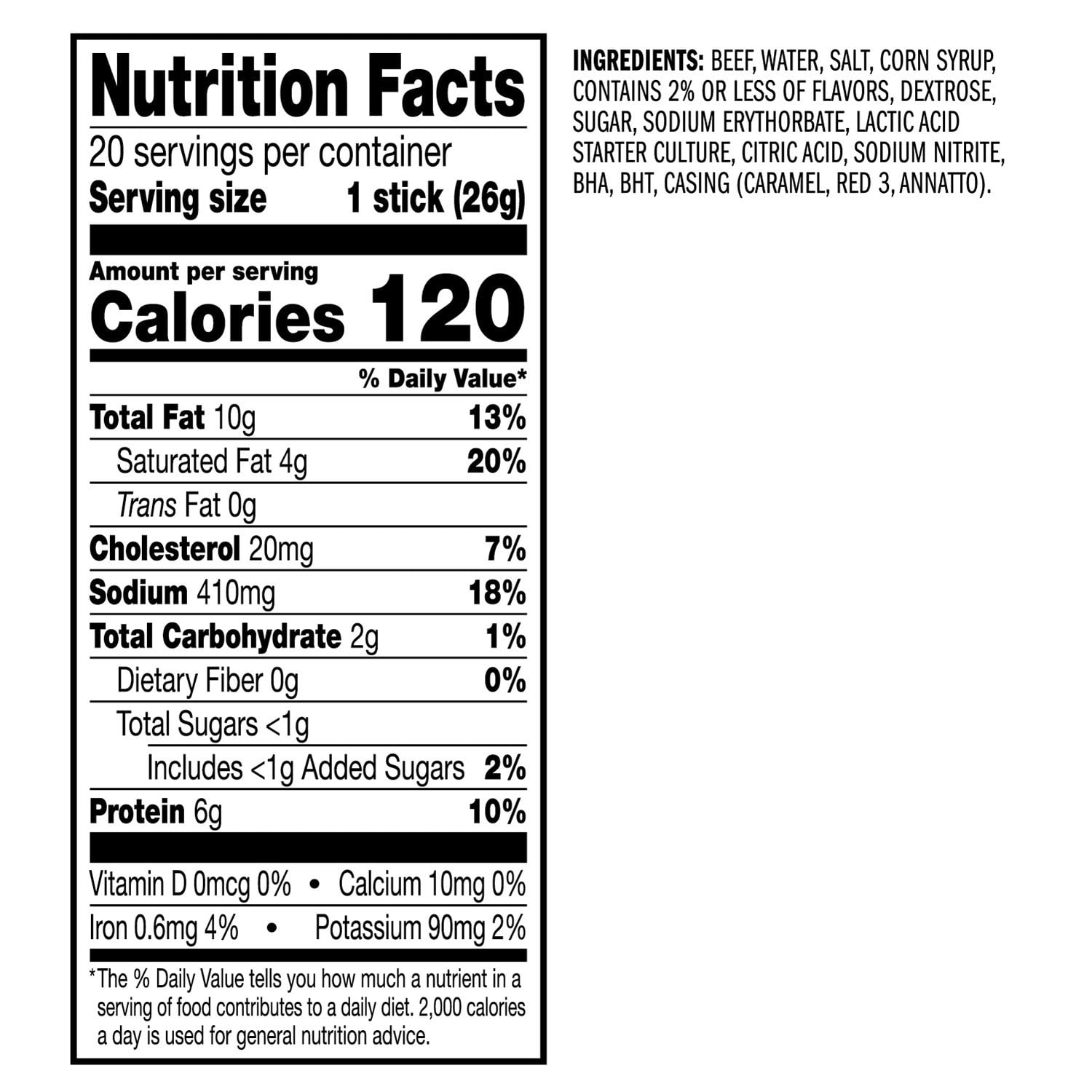 Jack Link’s Original Beef Sticks 20 Count 0.92 oz Each Protein Snack Pack