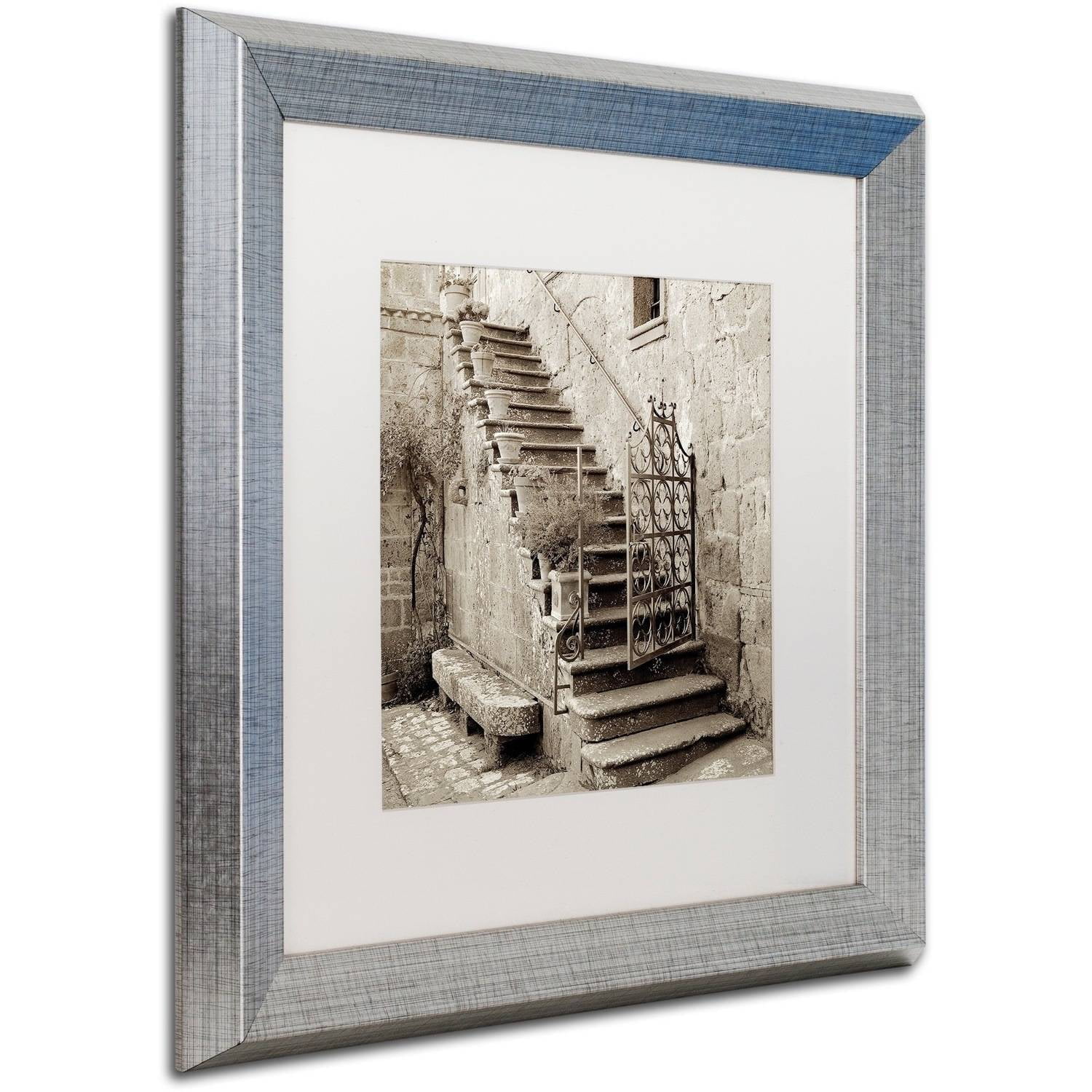 Trademark Fine Art "Umbria Scala I" Canvas Art by Alan Blaustein, White Matte, Silver Frame
