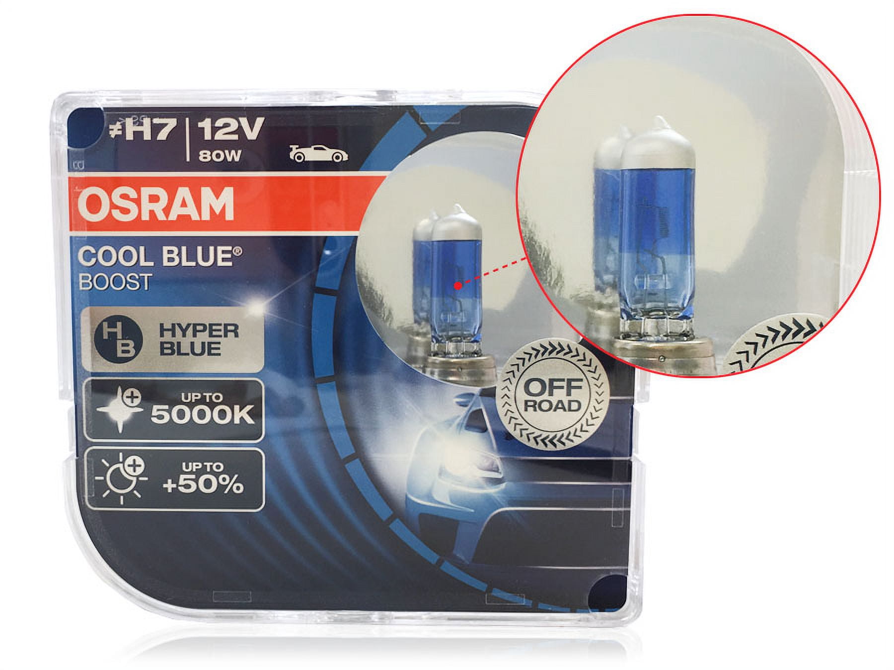 H7: Osram 5000K Cool Blue Boost Halogen Bulb 62210CBB (Pack of 2) 