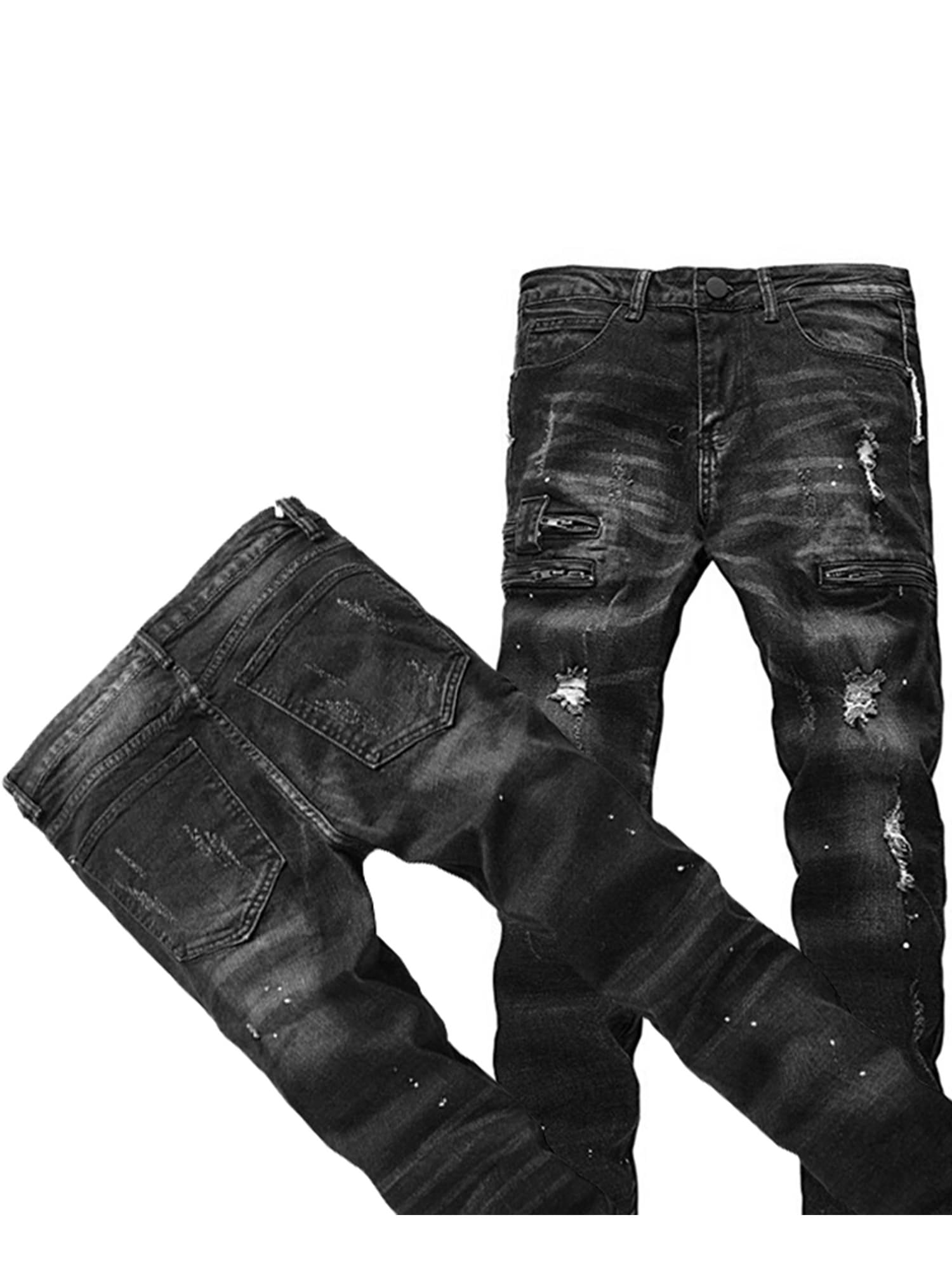 mens black slim distressed jeans