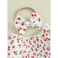 thumbnail image 4 of Newborn Baby Girls Summer Outfits Short Puff Sleeve Cherry/Carrot Print Romper with Headband Set, 4 of 8