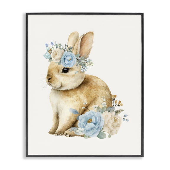 Stupell Industries Watercolor Nursery Bunny Black Framed Giclee Art, design by LSR Design Studio
