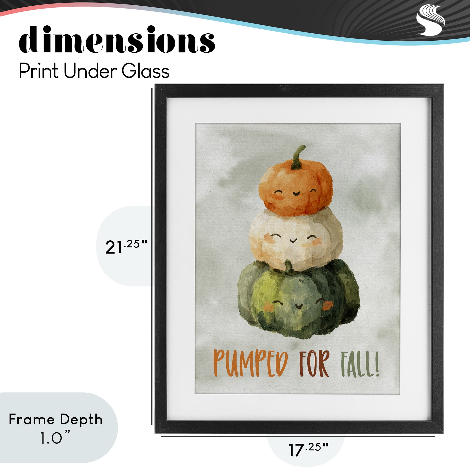 Stupell Industries Smiling Pumpkins Pumped For Fall Black Framed Print Under Glass, design by Ziwei Li