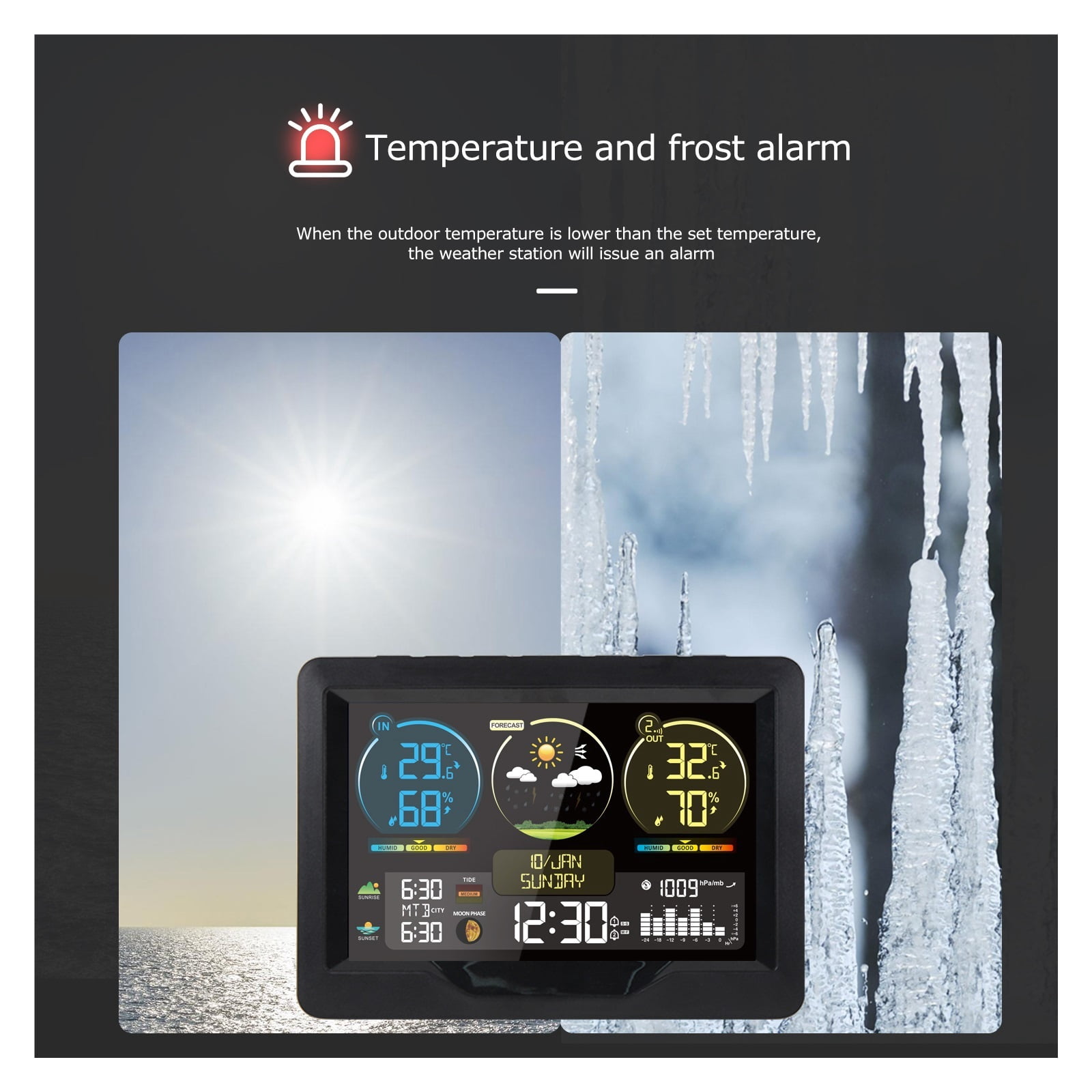 Wireless Weather Station with Large Color Screen, Digital Thermometer Monitor